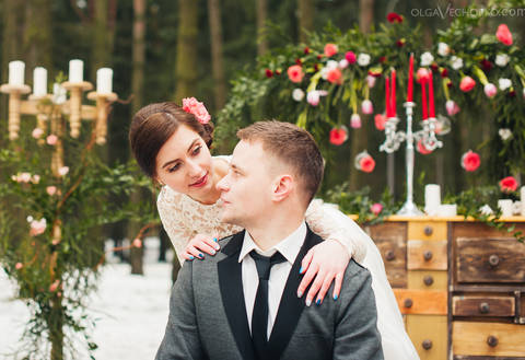 Изумительная зимняя свадьба Ксении и Алексея - сказка посреди заснеженного леса