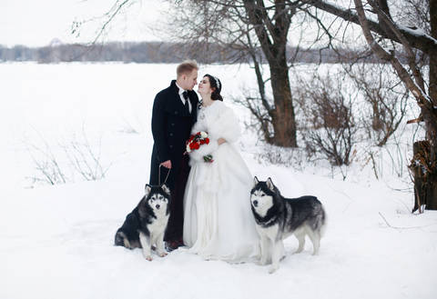 Классическая зимняя свадьба Регины и Николая на природе